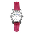 Women's Broadway Oversized Bling Leather Strap Watch